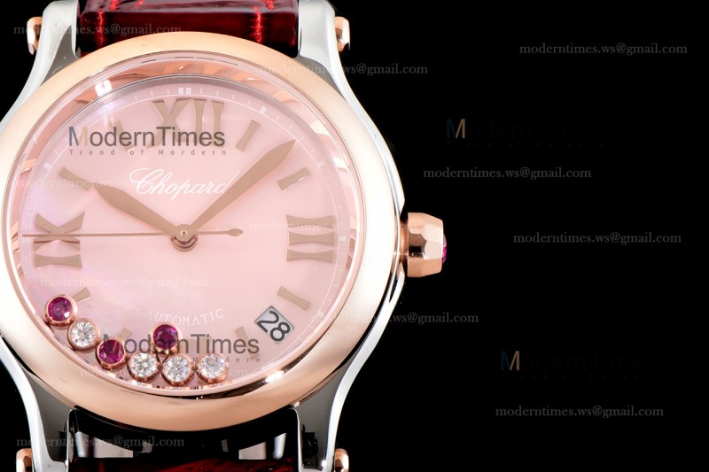 Chopard Happy Diams Sapphire RG/LE TT Pin/Red YFF ASIA2892-2 Automatic Happy Sport