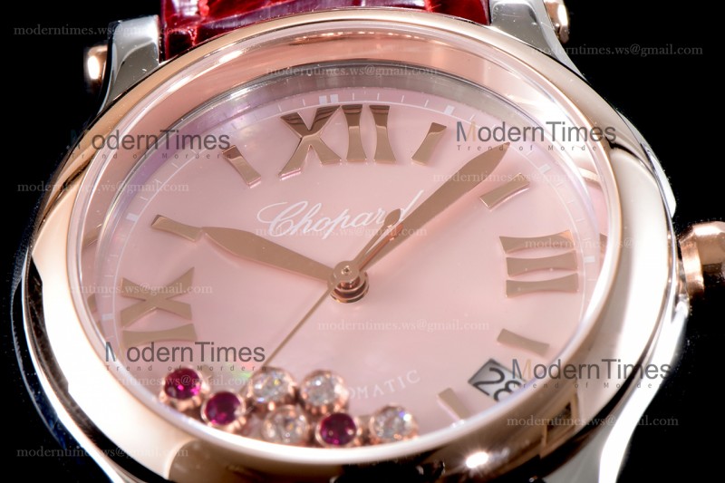 Chopard Happy Diams Sapphire RG/LE TT Pin/Red YFF ASIA2892-2 Automatic Happy Sport