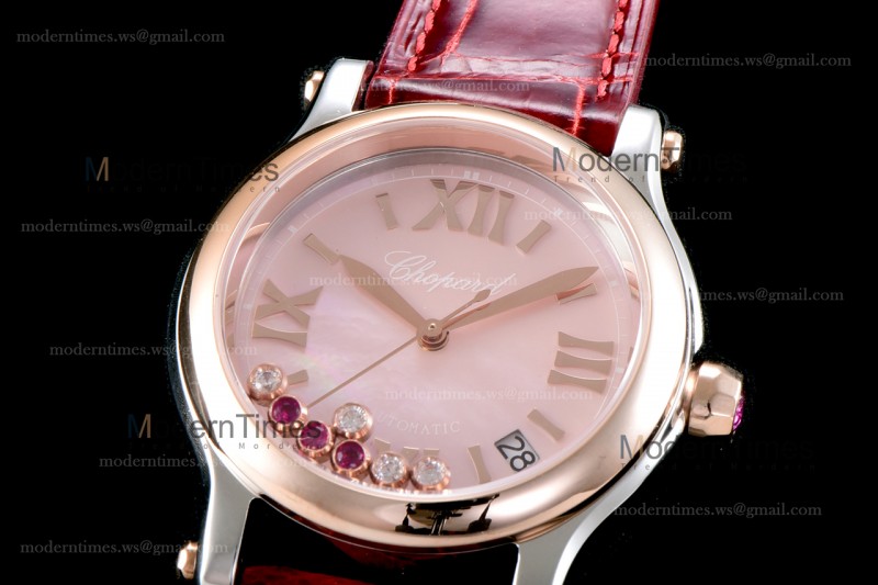 Chopard Happy Diams Sapphire RG/LE TT Pin/Red YFF ASIA2892-2 Automatic Happy Sport