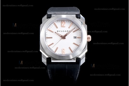 Bvlgari OCTO Series SS/LE Wht/Blk ZLO Automatic 102207 BGO41WSLD