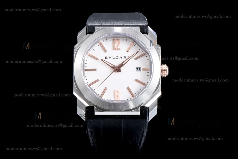 Bvlgari OCTO Series SS/LE Wht/Blk ZLO Automatic 102207 BGO41WSLD