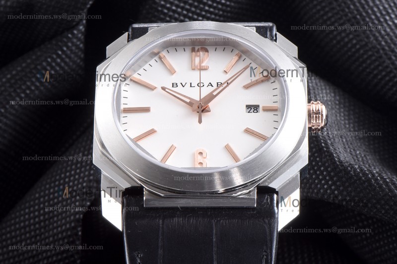 Bvlgari OCTO Series SS/LE Wht/Blk ZLO Automatic 102207 BGO41WSLD