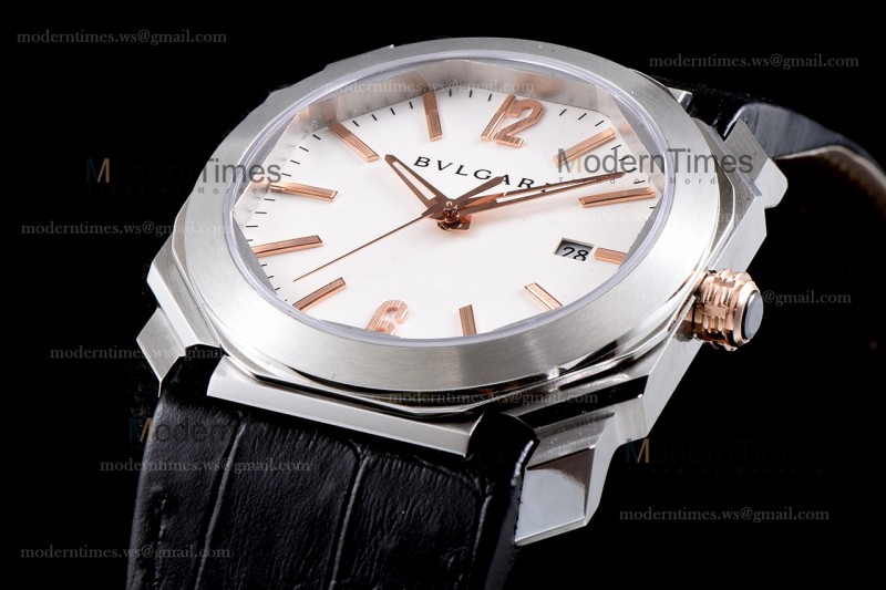 Bvlgari OCTO Series SS/LE Wht/Blk ZLO Automatic 102207 BGO41WSLD