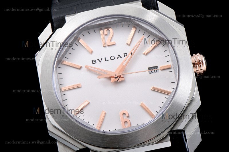 Bvlgari OCTO Series SS/LE Wht/Blk ZLO Automatic 102207 BGO41WSLD