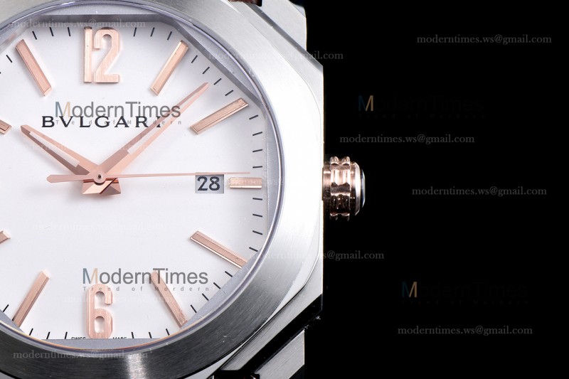 Bvlgari OCTO Series SS/LE Wht/Blk ZLO Automatic 102207 BGO41WSLD
