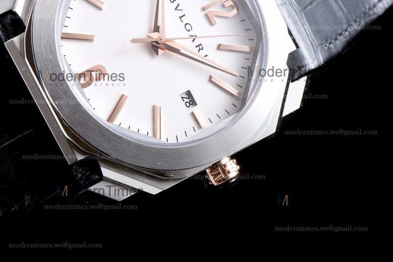 Bvlgari OCTO Series SS/LE Wht/Blk ZLO Automatic 102207 BGO41WSLD