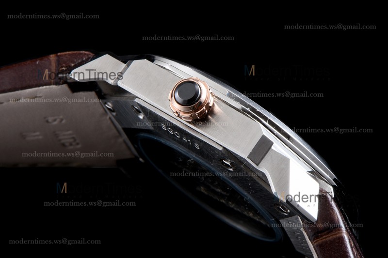 Bvlgari OCTO Series SS/LE Wht/Bro ZLO Automatic 102207 BGO41WSLD