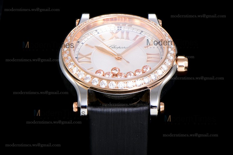 Chopard Happy Diamonds Sapphire RG/SC Wht/Blk YFF ASIA2892-2 Automatic 278559-3003