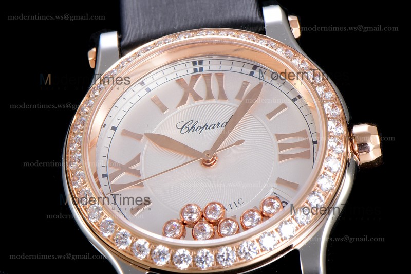 Chopard Happy Diamonds Sapphire RG/SC Wht/Blk YFF ASIA2892-2 Automatic 278559-3003