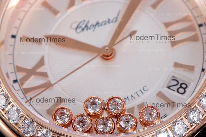 Chopard Happy Diamonds Sapphire RG/SC Wht/Gry YFF ASIA2892-2 Automatic 278559-3003