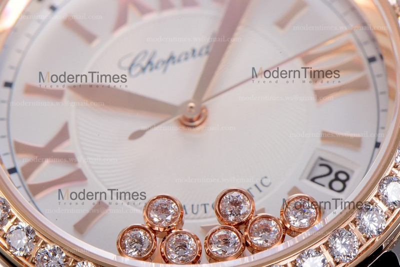 Chopard Happy Diamonds Sapphire RG/SC Wht/Blk YFF ASIA2892-2 Automatic 278559-3003