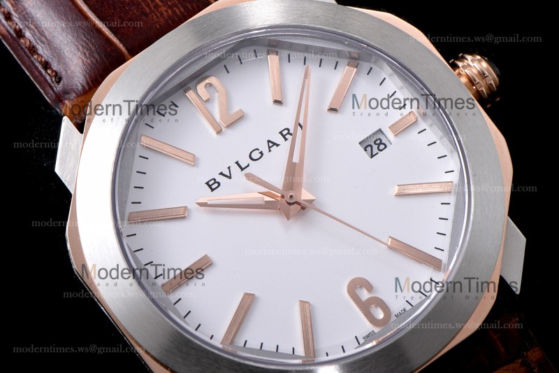 Bvlgari OCTO Series RG/LE Wht/Bro ZLO TT Aitomatic 102703 OC41C6SPGLD