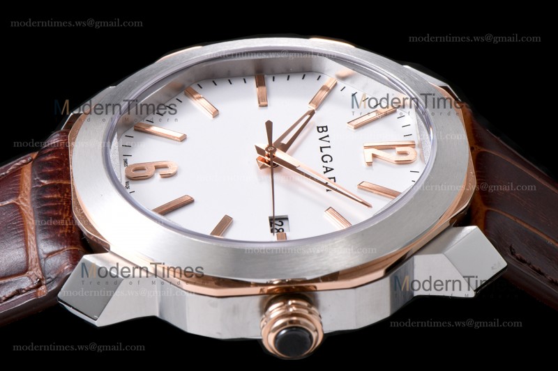 Bvlgari OCTO Series RG/LE Wht/Bro ZLO TT Aitomatic 102703 OC41C6SPGLD