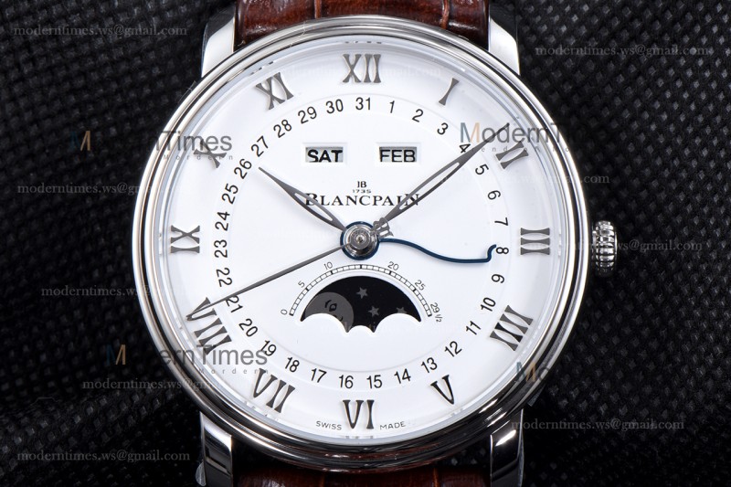 Blancpain Villeret SS/LE Wht/Bro Sapphire OMF Automatic 6654-1127-55B