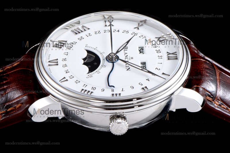 Blancpain Villeret SS/LE Wht/Bro Sapphire OMF Automatic 6654-1127-55B