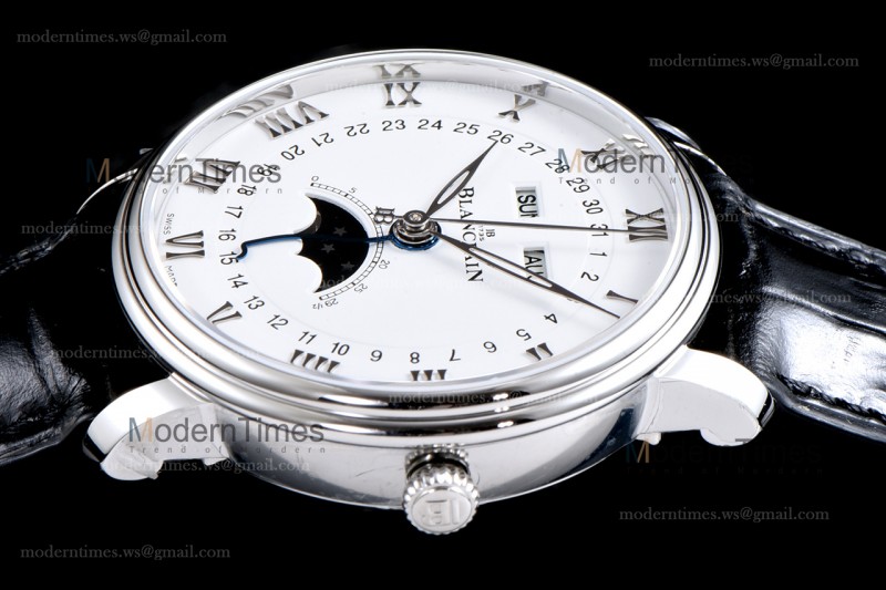 Blancpain Villeret SS/LE Wht/Blk Sapphire OMF Automatic 6654-1127-55B