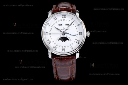 Blancpain Villeret SS/LE Wht/Bro Sapphire OMF Automatic 6654-1127-55B