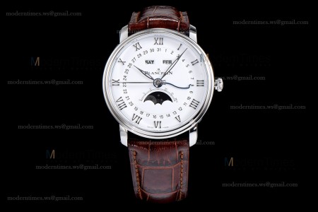 Blancpain Villeret SS/LE Wht/Bro Sapphire OMF Automatic 6654-1127-55B