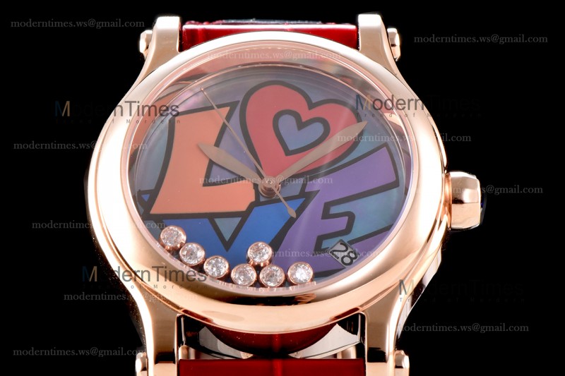 Chopard Happy Diams Sapphire RG/LE TT Gra/Red YFF ASIA2892-2 Automatic 278559-3020