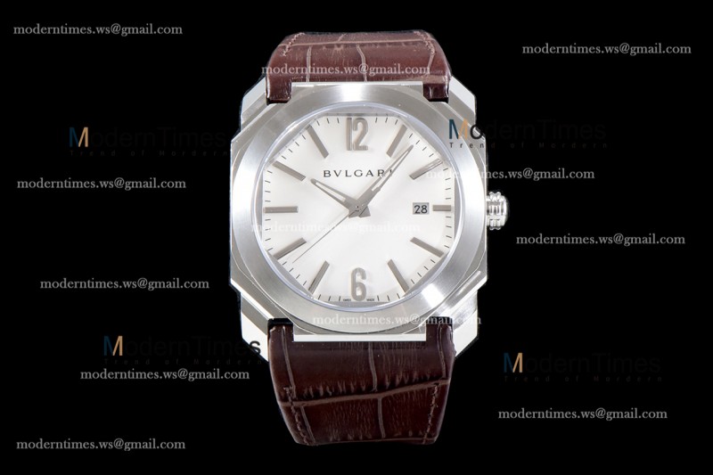 Bvlgari OCTO Series SS/LE Wht/Bro BVF Automatic 101964 BGO41BSLD