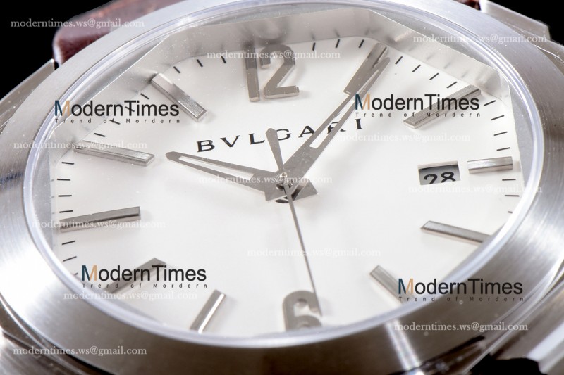 Bvlgari OCTO Series SS/LE Wht/Bro BVF Automatic 101964 BGO41BSLD