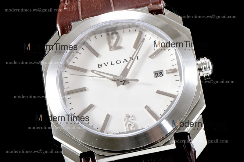 Bvlgari OCTO Series SS/LE Wht/Bro BVF Automatic 101964 BGO41BSLD