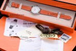 Hermes Slim D Series SS/LE BVF Wht/Bro Diams Quartz 