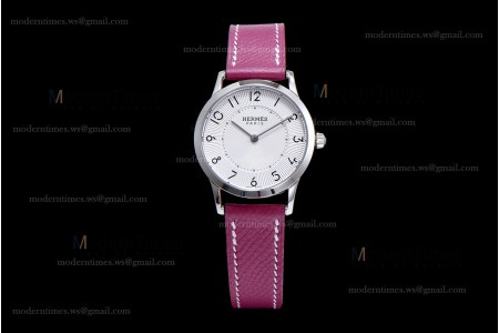 Hermes Slim D Series SS/LE BVF Wht/Red Quartz 