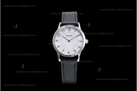 Hermes Slim D Series SS/LE BVF Wht/Blk Quartz 