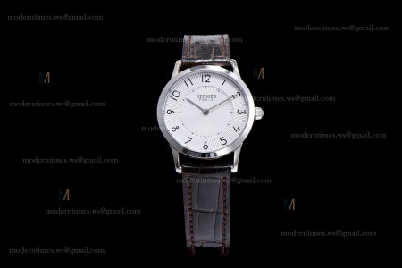 Hermes Slim D Series SS/LE BVF Wht/Blk Quartz 