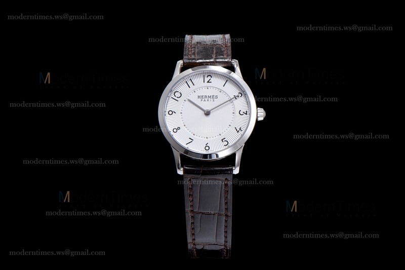 Hermes Slim D Series SS/LE BVF Wht/Blk Quartz 