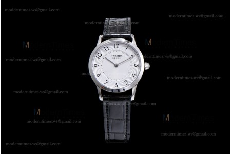 Hermes Slim D Series SS/LE BVF Wht/Blk Quartz 