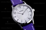Hermes Slim D Series SS/LE BVF Wht/Per Quartz 
