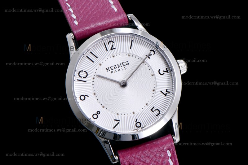 Hermes Slim D Series SS/LE BVF Wht/Red Quartz 