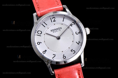 Hermes Slim D Series SS/LE BVF Wht/Red Quartz 
