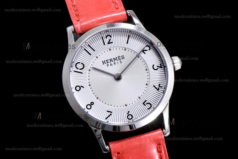 Hermes Slim D Series SS/LE BVF Wht/Red Quartz 