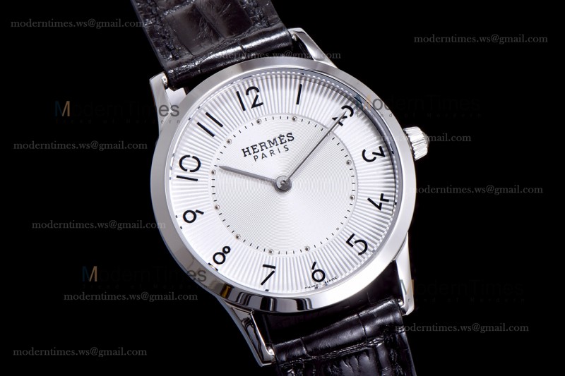 Hermes Slim D Series SS/LE BVF Wht/Blk Quartz 