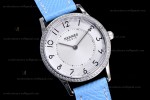 Hermes Slim D Series SS/LE BVF Wht/Blu Diams Quartz 