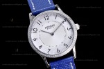 Hermes Slim D Series SS/LE BVF Wht/Blu Diams Quartz 