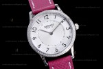 Hermes Slim D Series SS/LE BVF Wht/Red Diams Quartz 