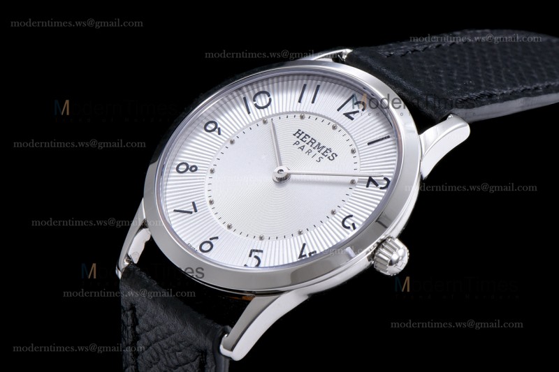 Hermes Slim D Series SS/LE BVF Wht/Blk Quartz 