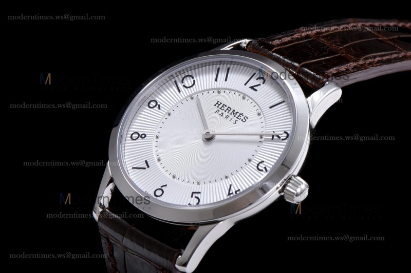 Hermes Slim D Series SS/LE BVF Wht/Blk Quartz 