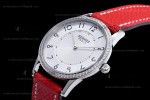 Hermes Slim D Series SS/LE BVF Wht/Red Diams Quartz 