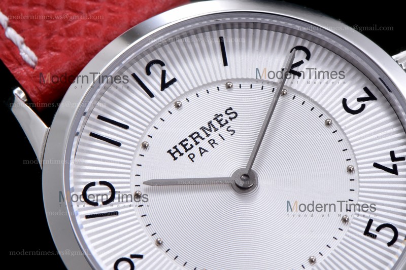 Hermes Slim D Series SS/LE BVF Wht/Red Quartz 