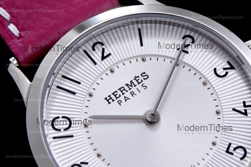 Hermes Slim D Series SS/LE BVF Wht/Red Quartz 
