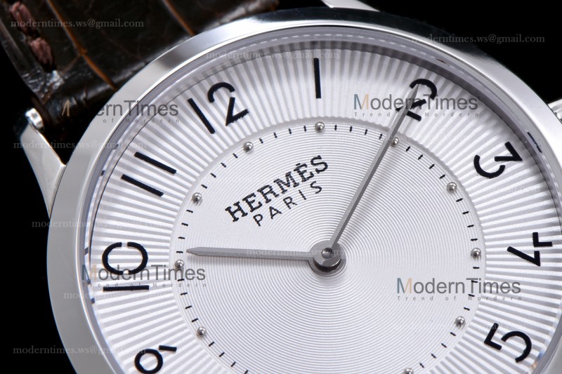 Hermes Slim D Series SS/LE BVF Wht/Blk Quartz 