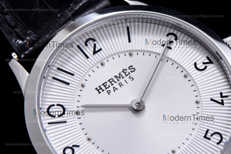 Hermes Slim D Series SS/LE BVF Wht/Blk Quartz 