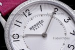 Hermes Slim D Series SS/LE BVF Wht/Red Diams Quartz 