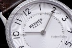 Hermes Slim D Series SS/LE BVF Wht/Bro Diams Quartz 