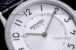 Hermes Slim D Series SS/LE BVF Wht/Blk Diams Quartz 